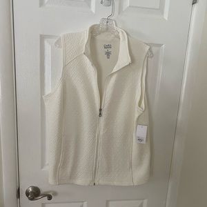 White zip up vest